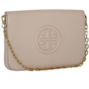 Tory Burch pebble leather clutch